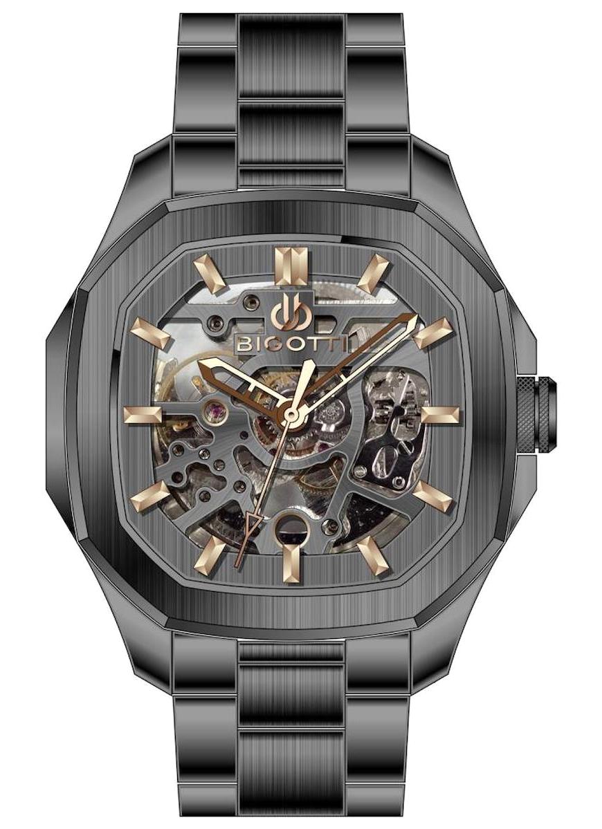 Bigotti BG.1.10596-5 Takvimli 45 mm Füme Çelik Kordon Analog Erkek Kol Saati