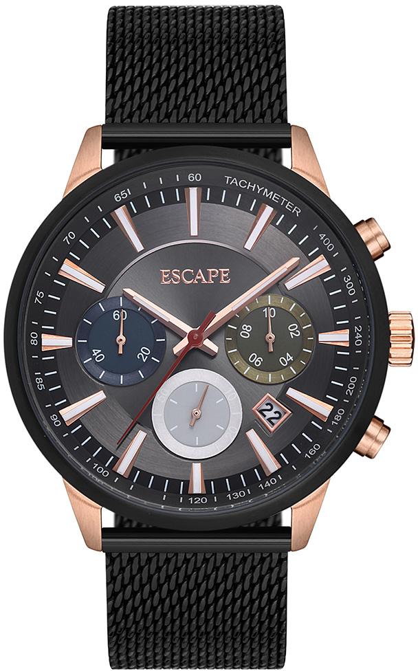 Escape EC1133-103M Takvimli Siyah Çelik Kordon Analog Kol Saati