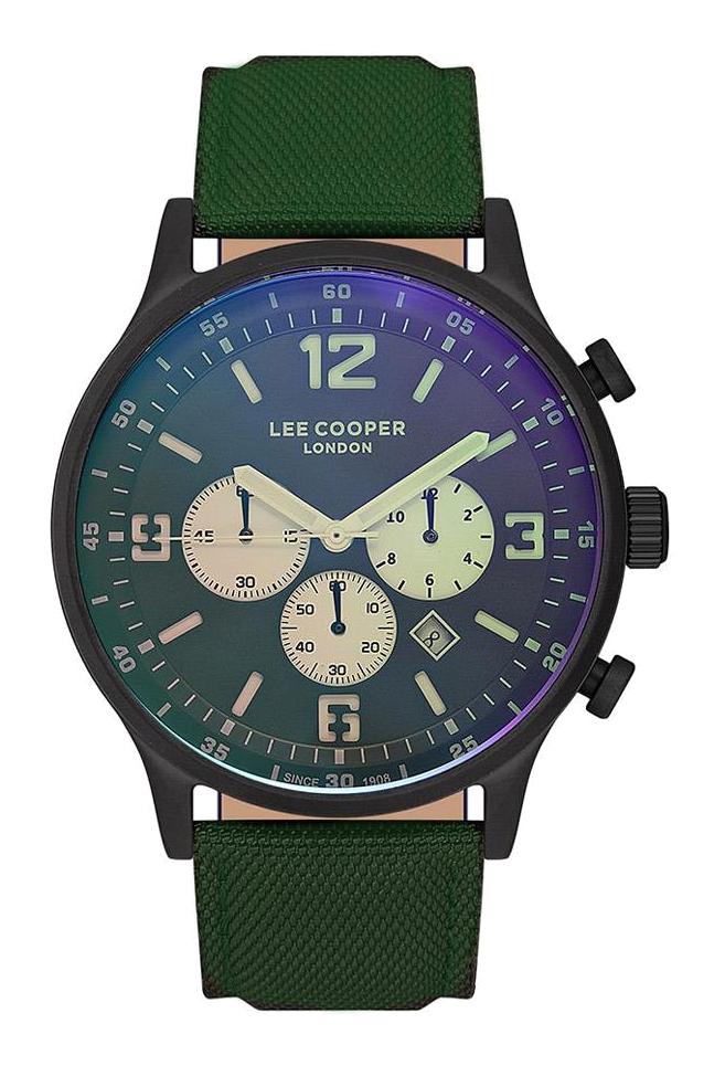 Lee Cooper LC07162.675 Takvimli 41-45 mm Yeşil Kanvas Kordon Analog Erkek Kol Saati