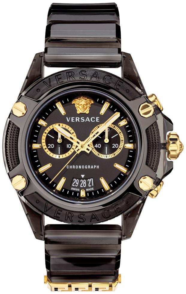 Versace VRSCVEZ700421 Takvimli 44 mm Siyah Polikarbon Kordon Analog Erkek Kol Saati