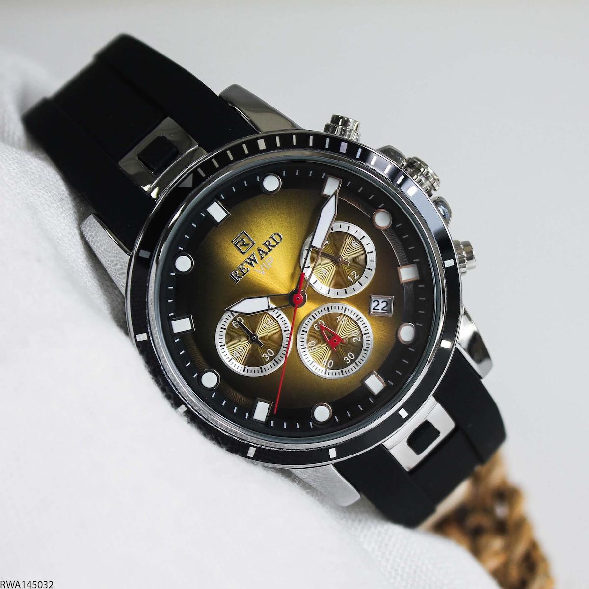 Reward RWA145032 Takvimli 44 mm Siyah Silikon Kordon Analog Erkek Kol Saati