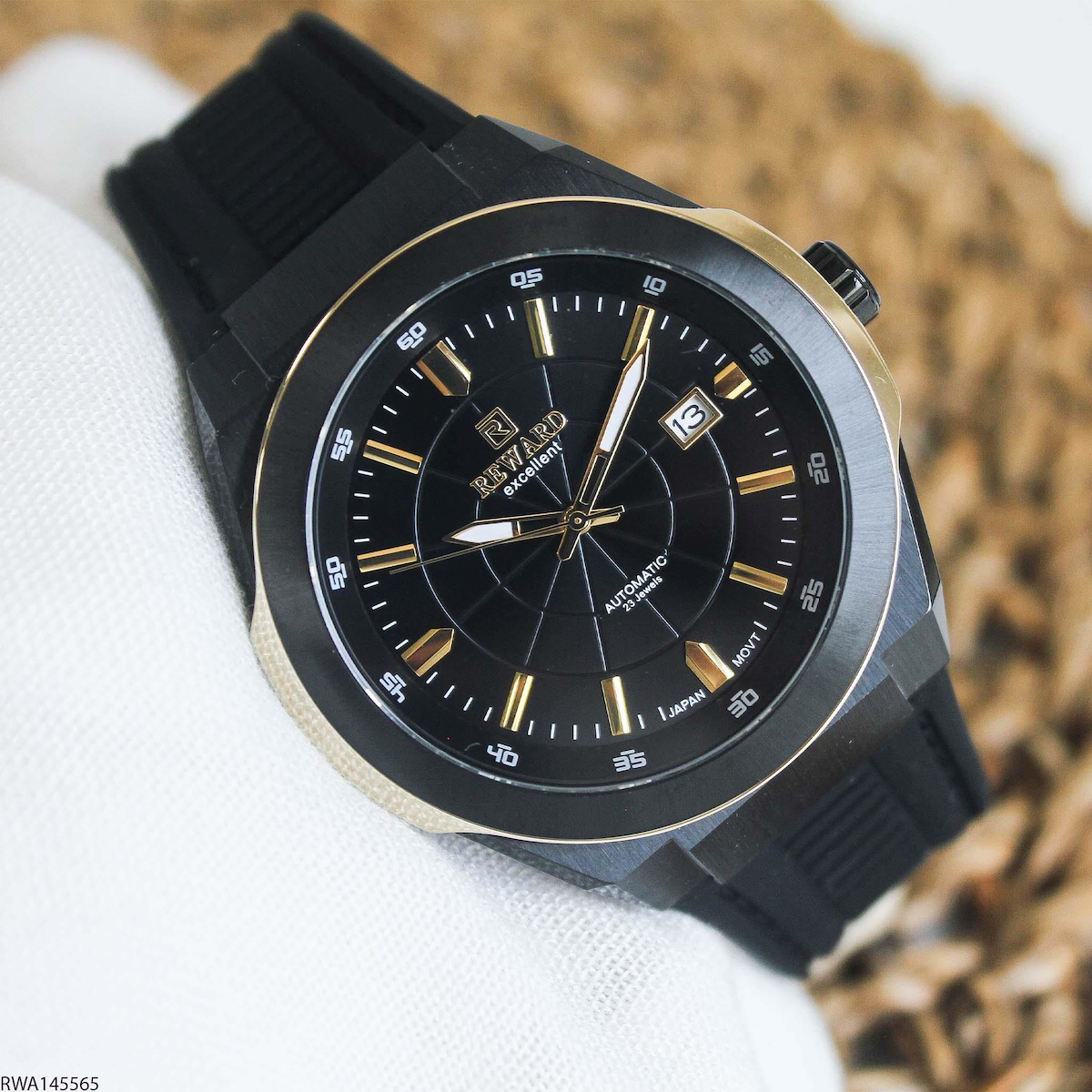 Reward RWA145565 Takvimli 50 mm Siyah Silikon Kordon Analog Erkek Kol Saati