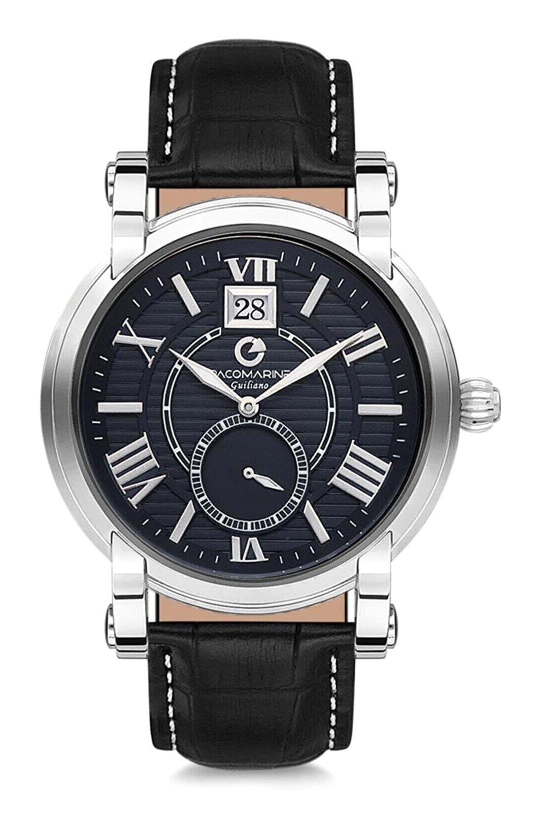 Pacomarine PM.51087.02 Takvimli 42 mm Siyah Deri Kordon Analog Erkek Kol Saati