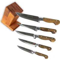 Lilys Kitchenware Lazoglu Özel Üretim Ceviz Ağacı 5+1 Parça Çelik Şef Bıçak Seti, El Yapımı Bıçak, Sürmene, Mega Set, Takozlu, Tezgahüstü Bıçak - 1 Adet