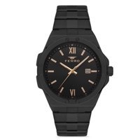 Ferro F11357A-G Takvimli 43 mm Siyah Çelik Kordon Analog Erkek Kol Saati