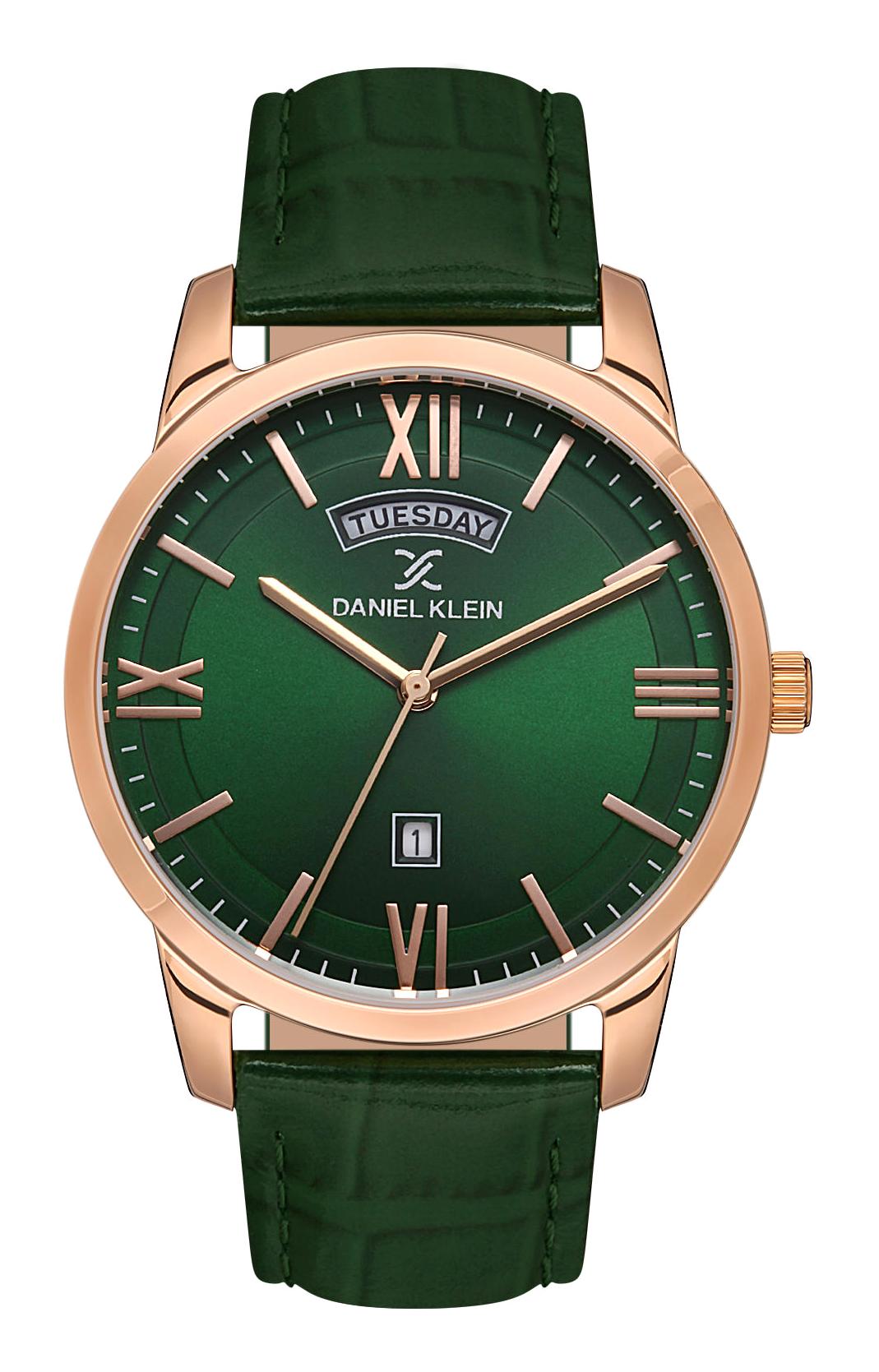 Daniel Klein DKE.1.10454.5 Takvimli 44 mm Yeşil Deri Kordon Analog Erkek Kol Saati