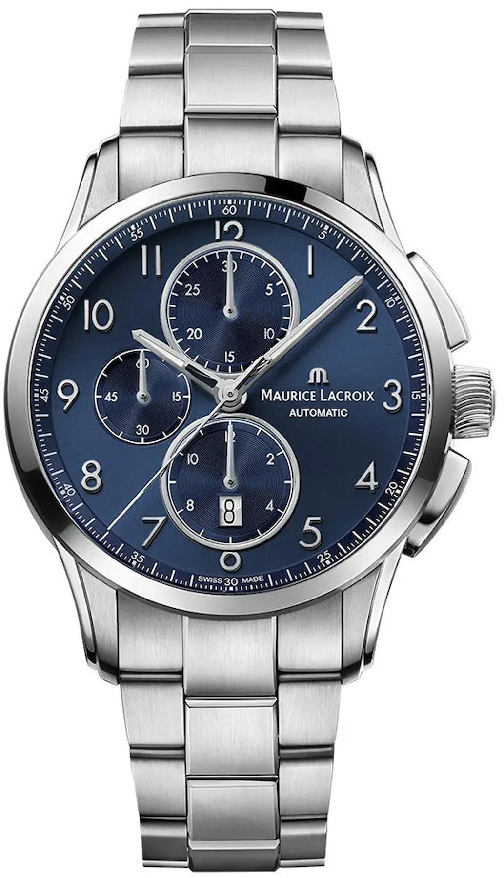 Maurice Lacroix PT6388-SS002-420-1 Takvimli 43 mm Çelik Kordon Analog Kol Saati