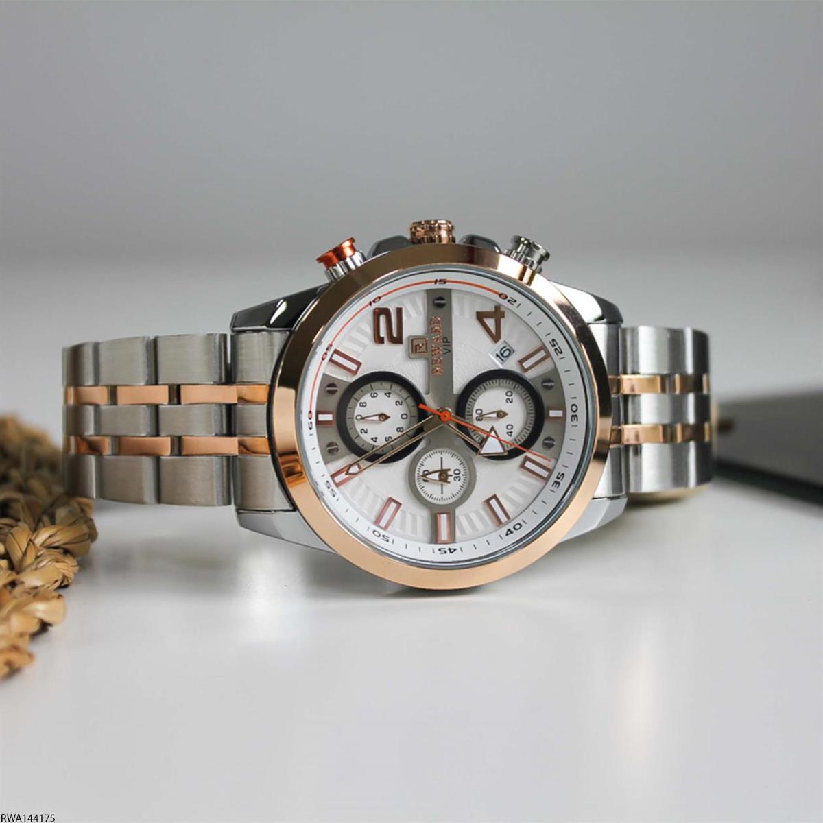 Reward RWA144175 Takvimli 44 mm Gri-Rose Gold Çelik Kordon Analog Erkek Kol Saati