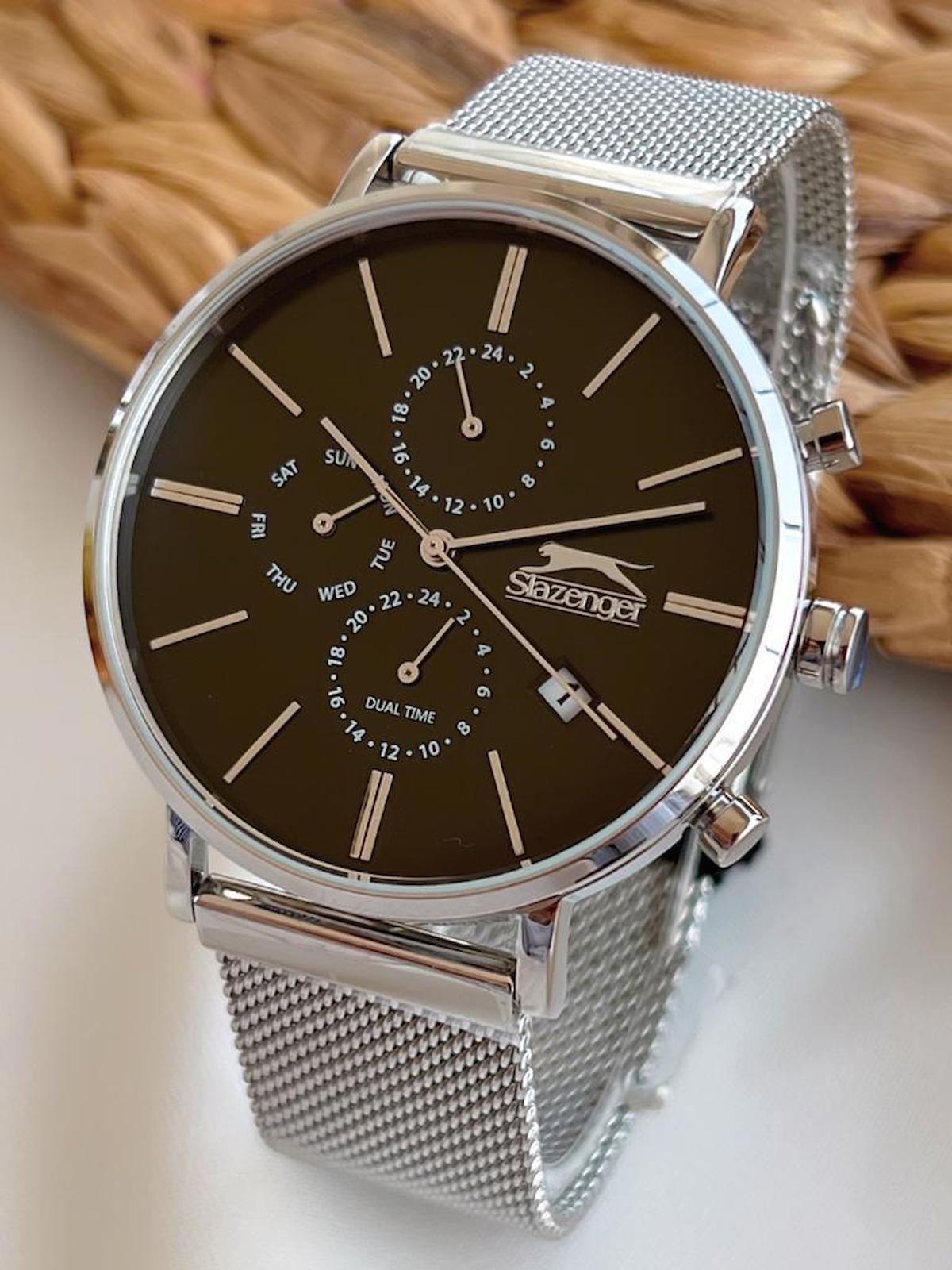 Slazenger SL.1.374 Su Geçirmez Takvimli 48 mm Çelik Kordon Analog Erkek Kol Saati