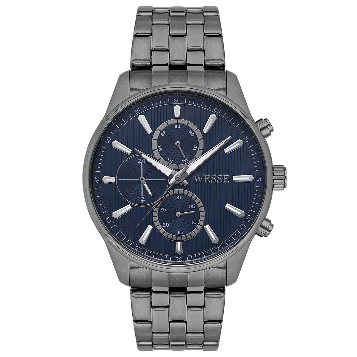 Wesse WWG206407 Pusulalı Takvimli 44 mm Füme Çelik Kordon Analog Erkek Kol Saati