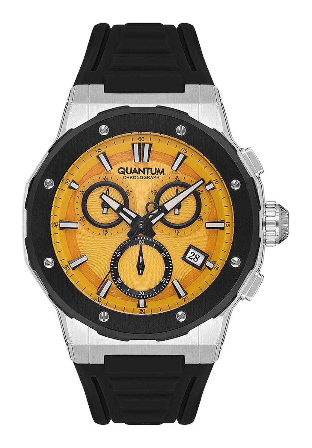 Quantum HNG1082.311 Takvimli 44 mm Siyah Silikon Kordon Analog Erkek Kol Saati
