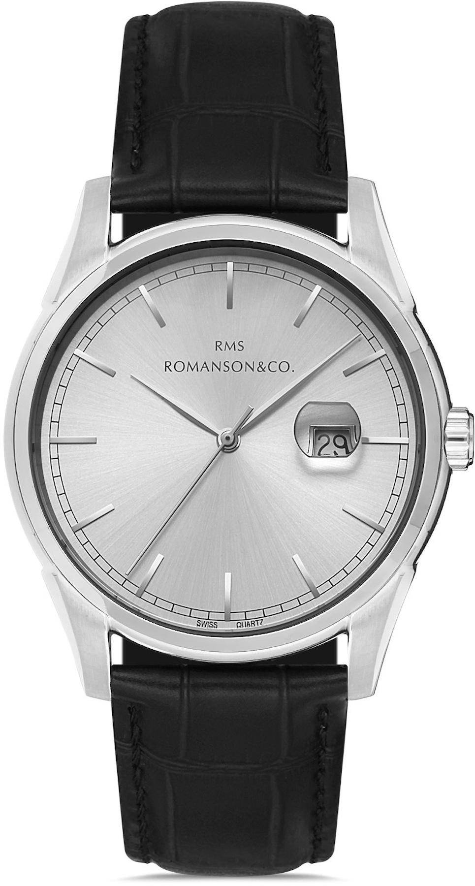 Romanson GR.1.AG1378.01 Takvimli 42 mm Siyah Deri Kordon Analog Kol Saati