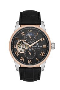 Daniel Klein DKE.1.10541.3 Takvimli 45 mm Siyah Deri Kordon Analog Kol Saati