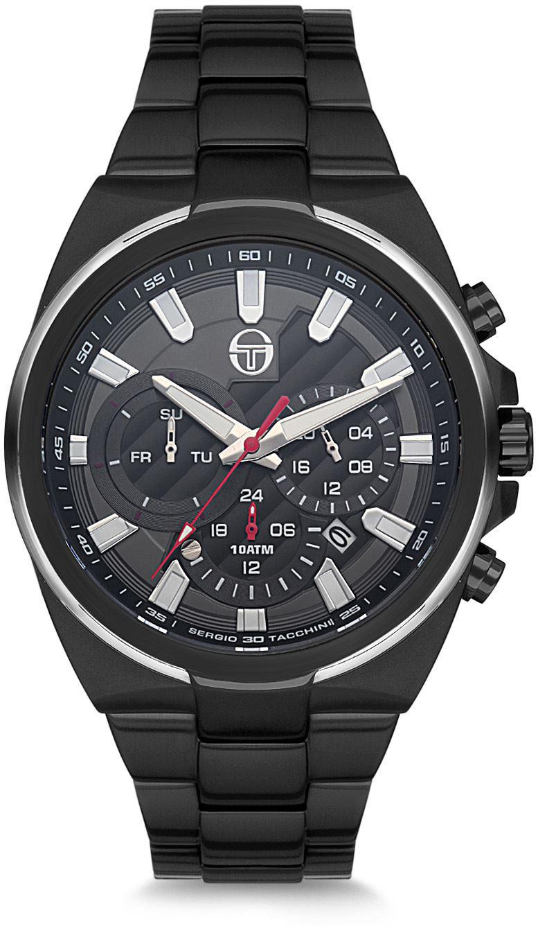 Sergio Tacchini ST.5.145.04 Takvimli 44 mm Siyah Çelik Kordon Analog Kol Saati