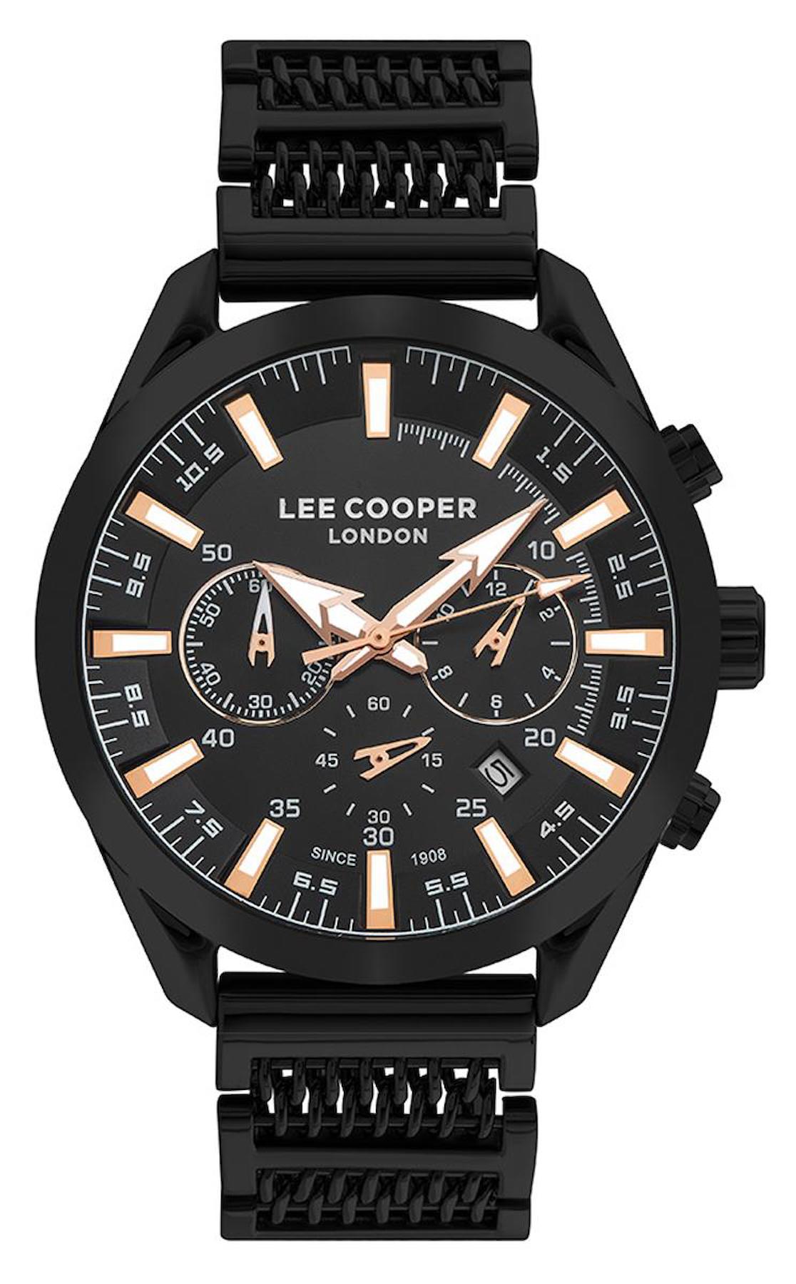 Lee Cooper LC07556.650-NM Takvimli 44 mm Siyah Çelik Kordon Analog Erkek Kol Saati