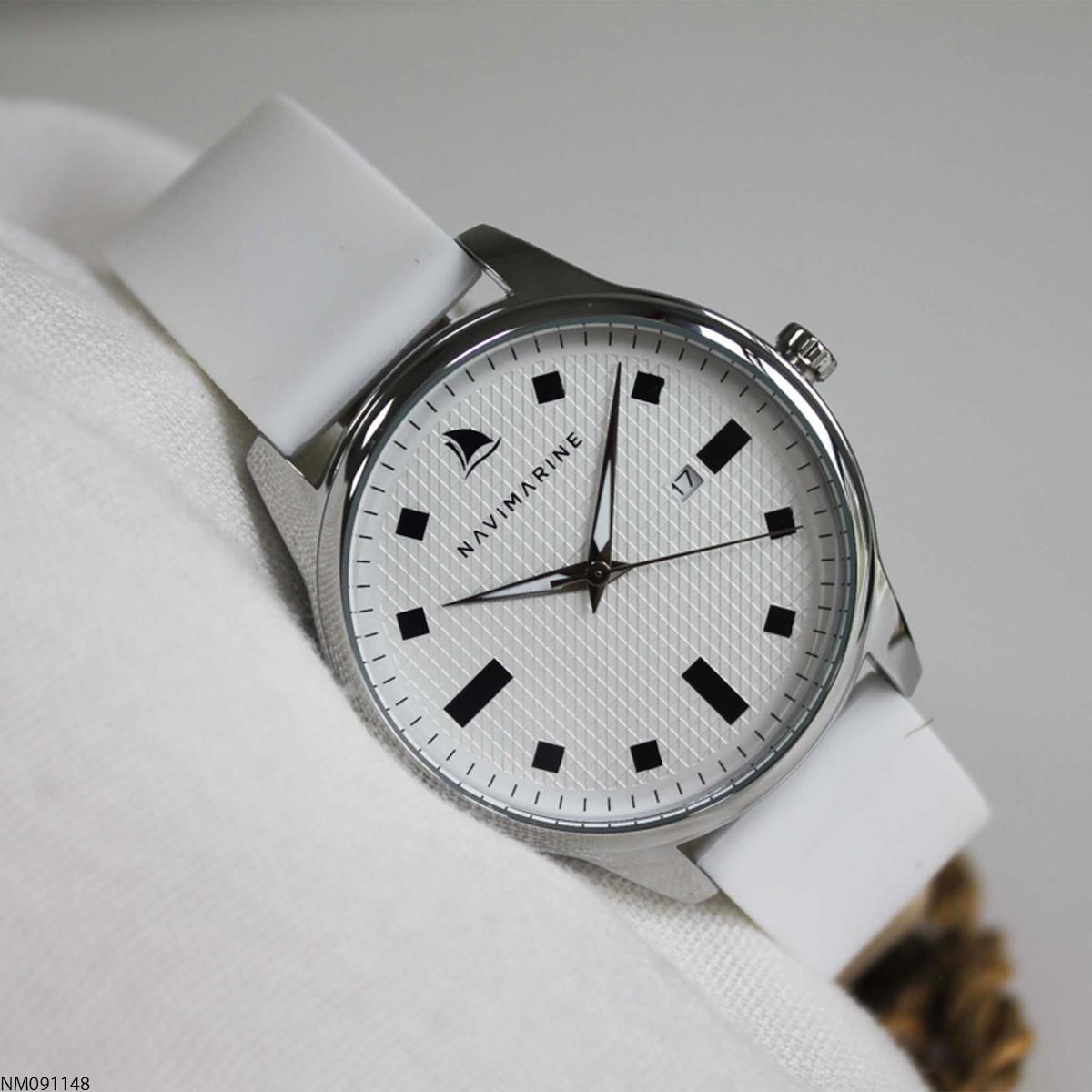 Navimarine NM091148 42 mm Beyaz Silikon Kordon Analog Erkek Kol Saati