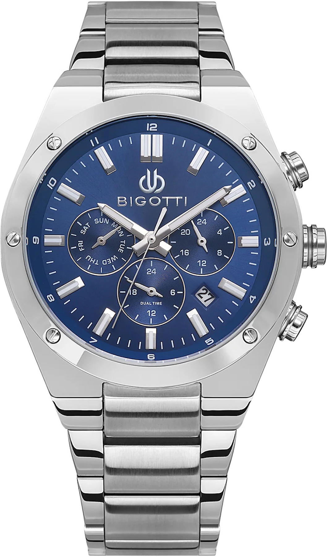 Bigotti BG.1.10511.3 Takvimli 43 mm Çelik Kordon Analog Kol Saati