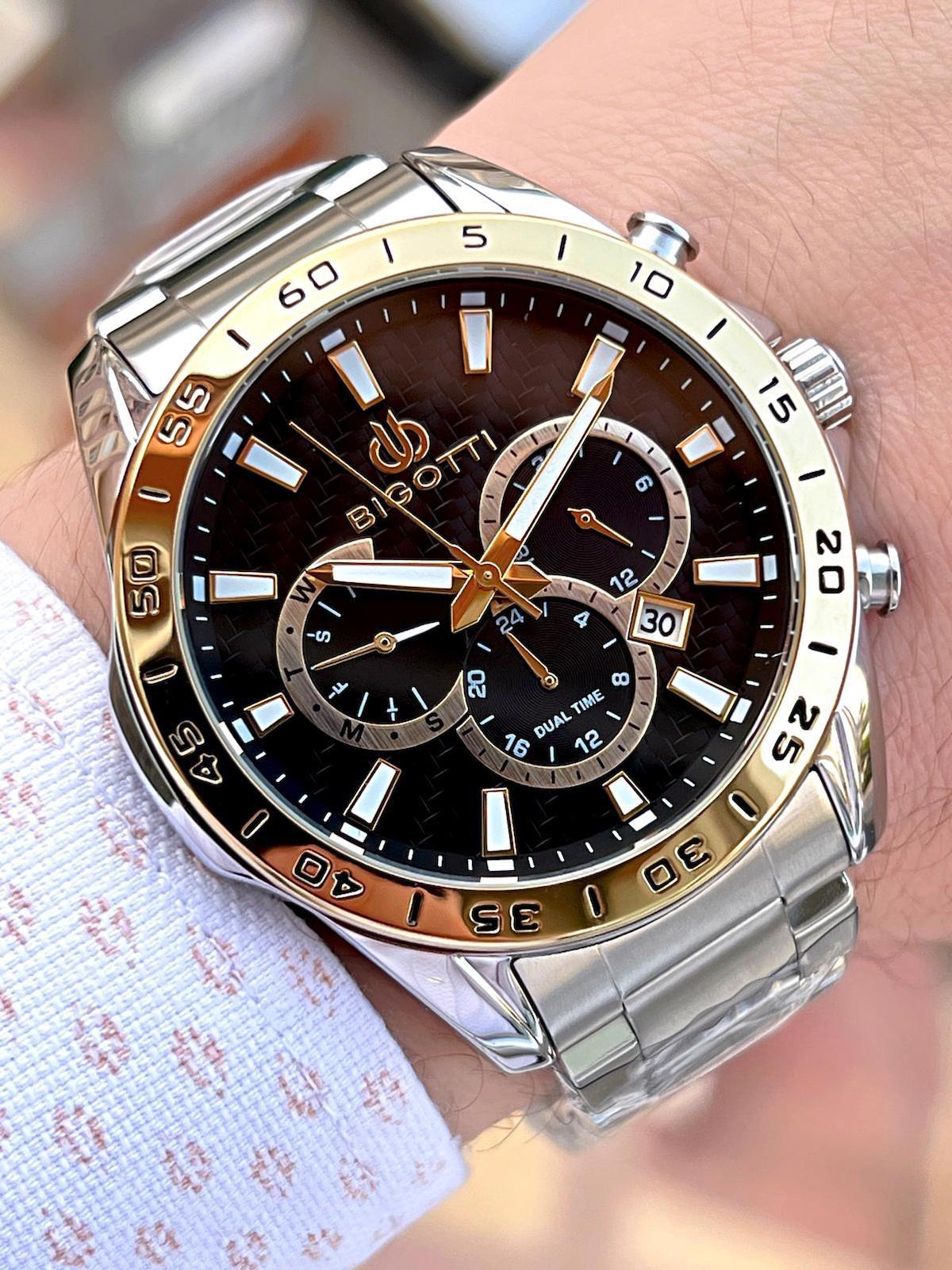 Bigotti BG.1.10404.5 Su Geçirmez Takvimli 46 mm Çelik Kordon Analog Erkek Kol Saati