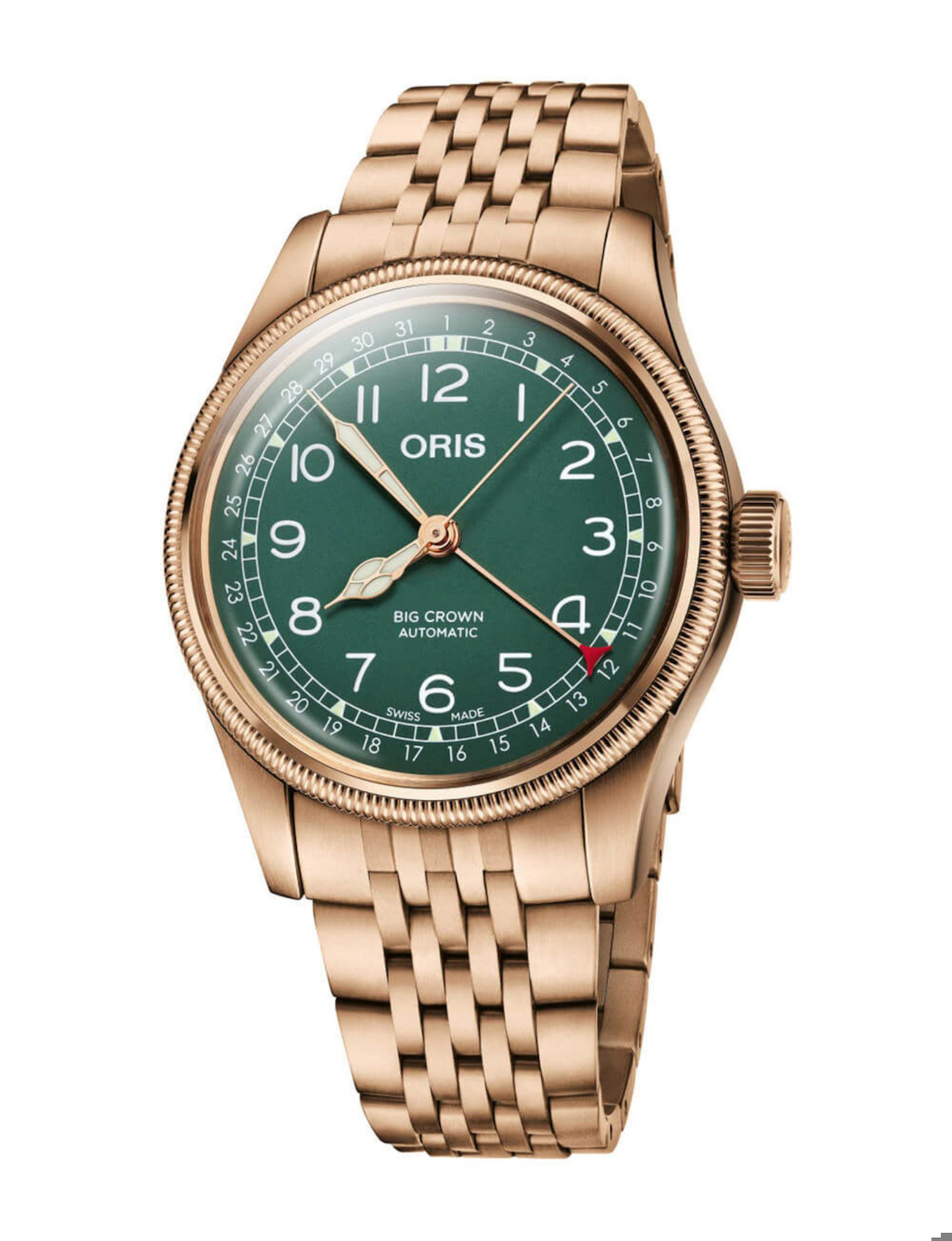 Oris Big Crown Takvimli 40 mm Altın Çelik Kordon Analog Kol Saati