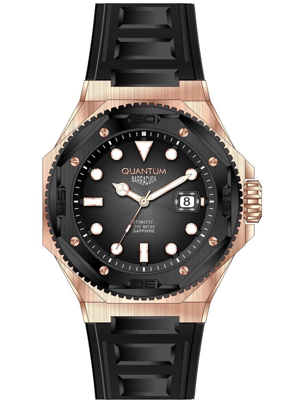 Quantum BAR1091.851 Takvimli 44 mm Siyah Silikon Kordon Analog Erkek Kol Saati