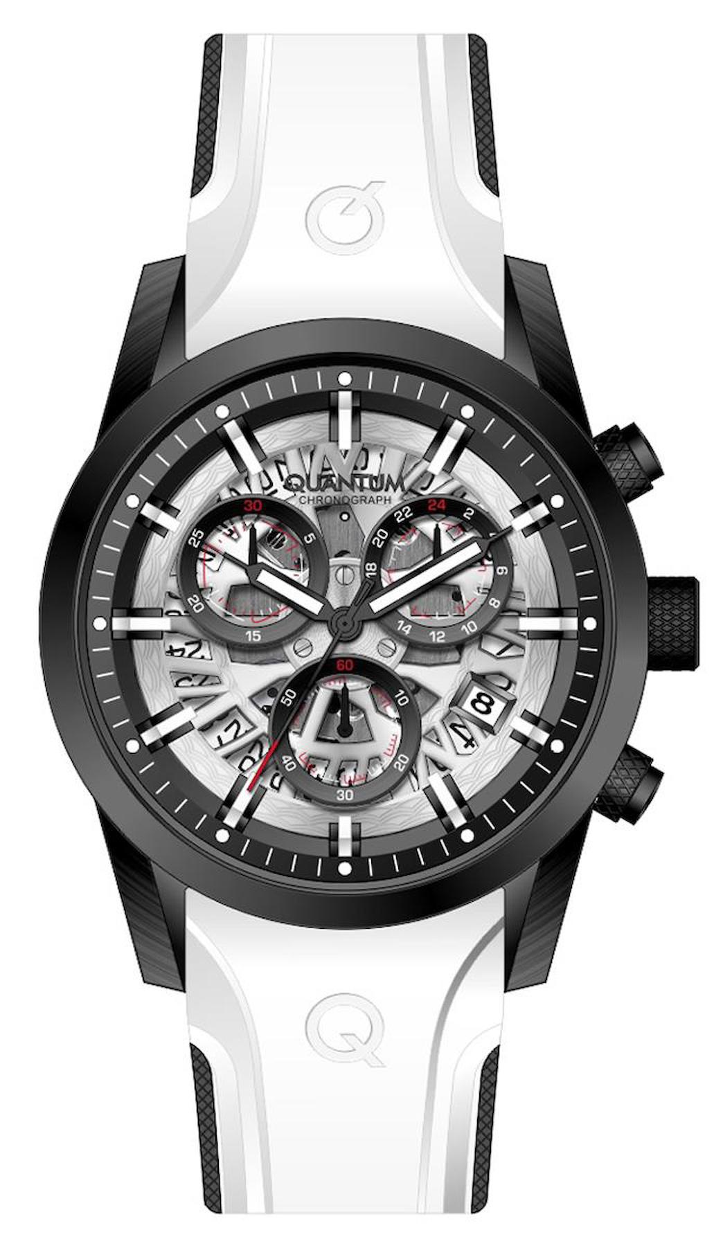 Quantum PWG1095.633 Takvimli 45 mm Beyaz Silikon Kordon Analog Erkek Kol Saati