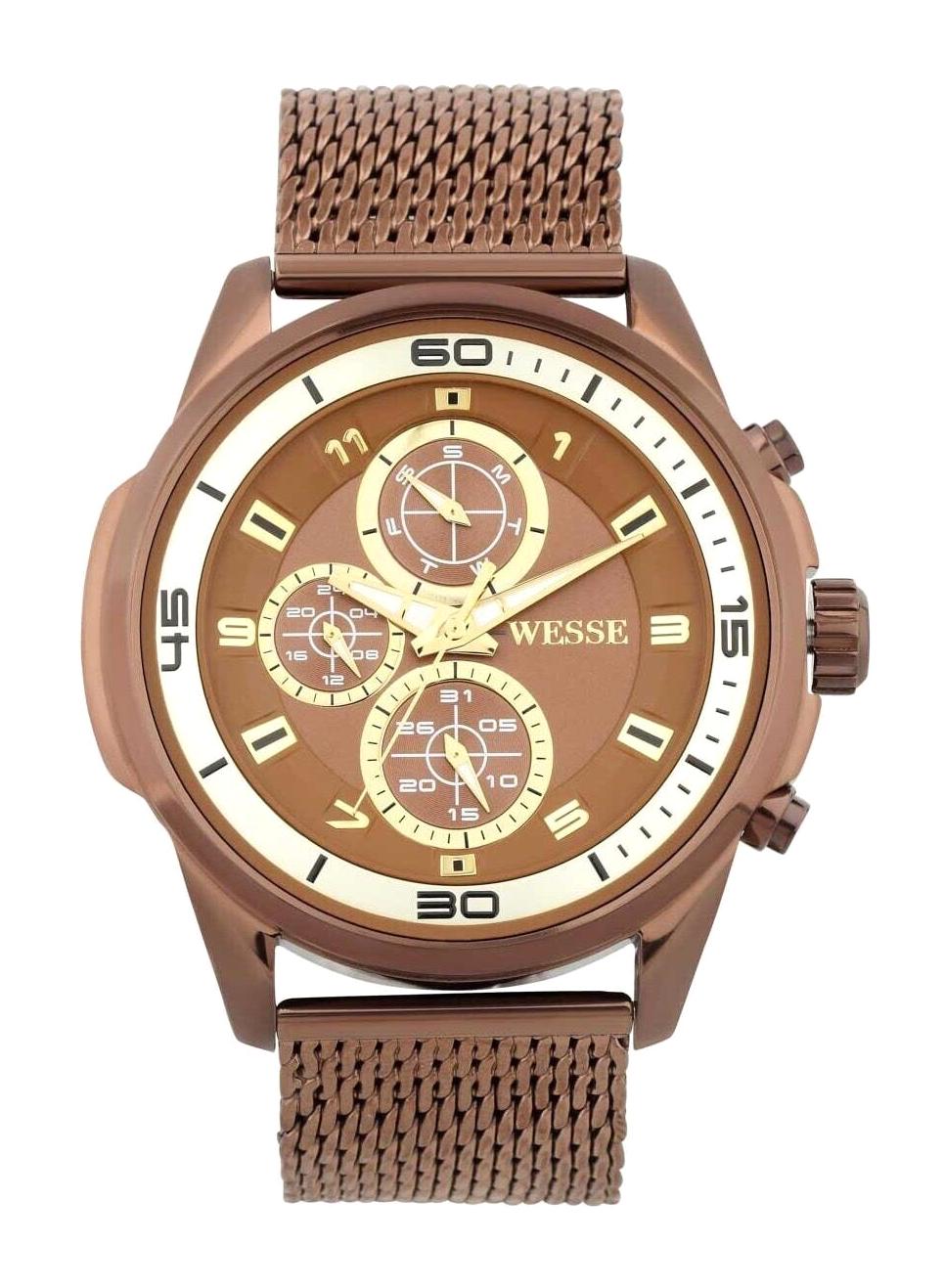 Wesse WWG400105M Kahverengi Hasır Kordon Analog Erkek Kol Saati