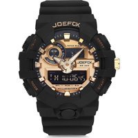 Joefox JFP1064 Takvimli Siyah Silikon Kordon Analog Erkek Kol Saati