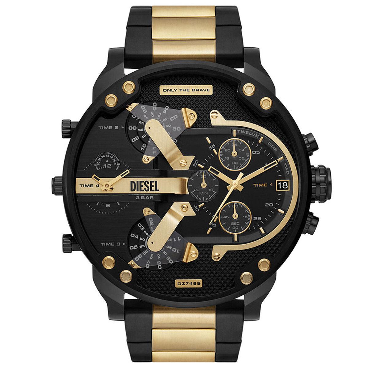 Diesel DZ7465 Takvimli 42 mm Altın-Siyah Çelik Kordon Analog Erkek Kol Saati