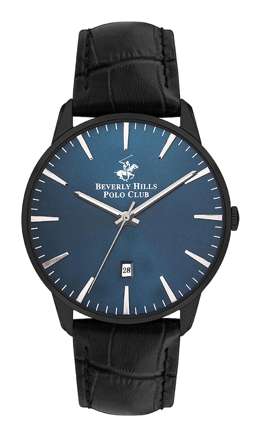 Beverly Hills Polo Club BP3393X691 Takvimli Siyah Deri Kordon Analog Erkek Kol Saati