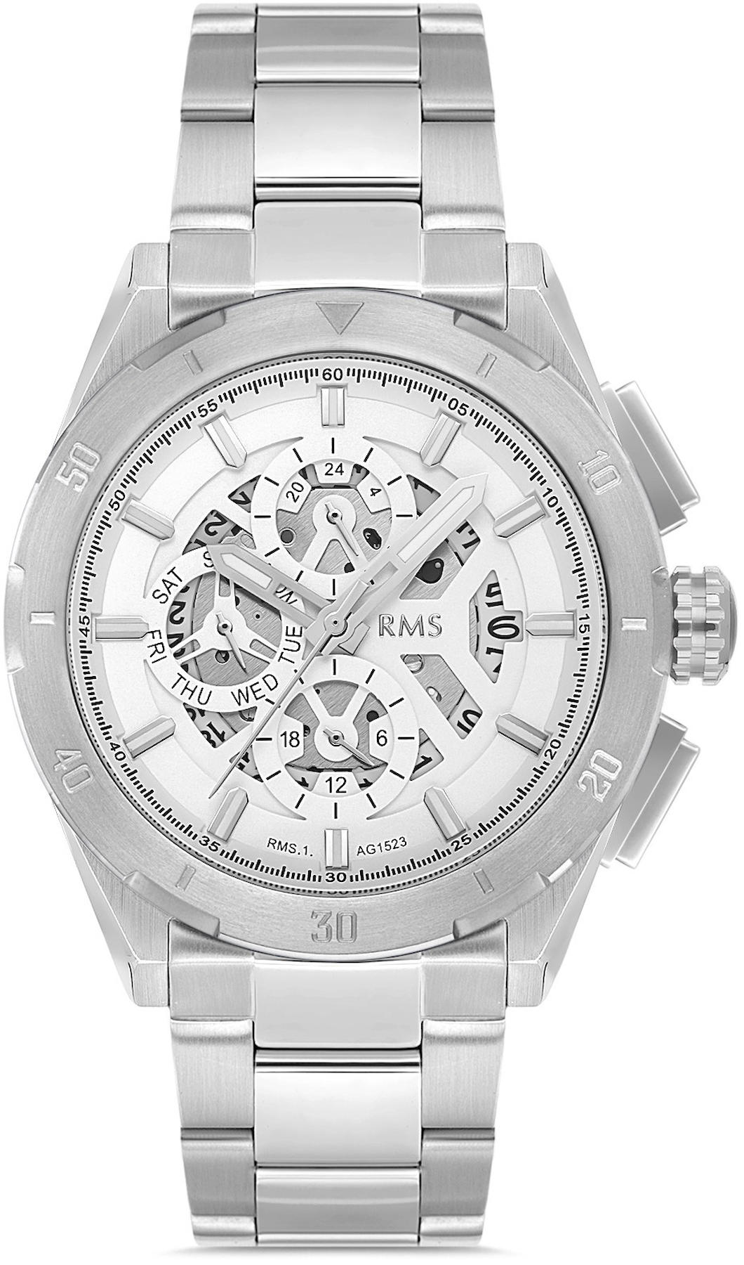 Romanson RMS.1.AG1523.01 Takvimli 45 mm Çelik Kordon Analog Kol Saati