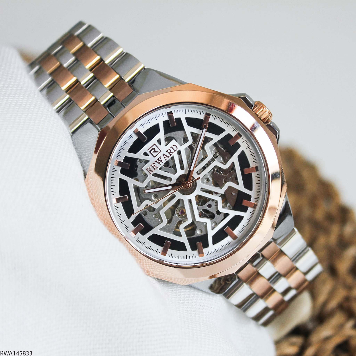 Reward RWA145833 45 mm Gri-Rose Gold Çelik Kordon Analog Erkek Kol Saati