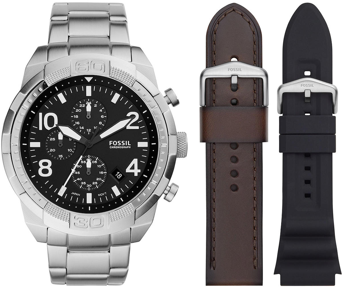 Fossil FFS5968SET Takvimli 50 mm Çelik-Deri Kordon Analog Erkek Kol Saati