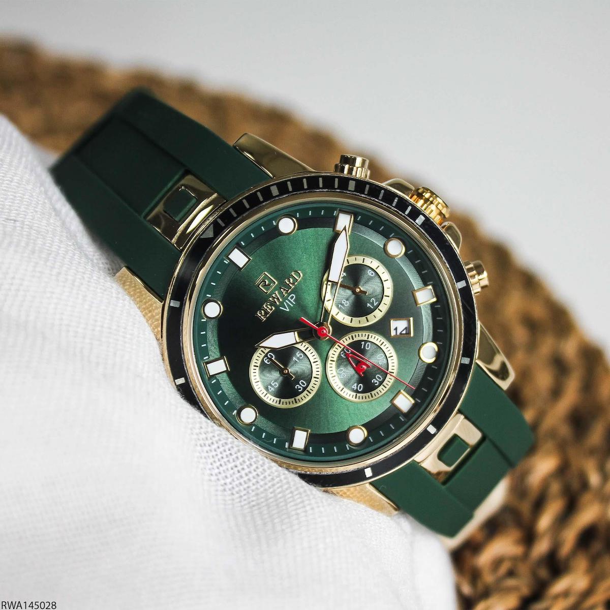 Reward RWA145028 Takvimli 45 mm Yeşil Silikon Kordon Analog Erkek Kol Saati