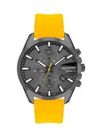 Lee Cooper LC07522.066-NM Takvimli 44 mm Sarı Silikon Kordon Analog Erkek Kol Saati