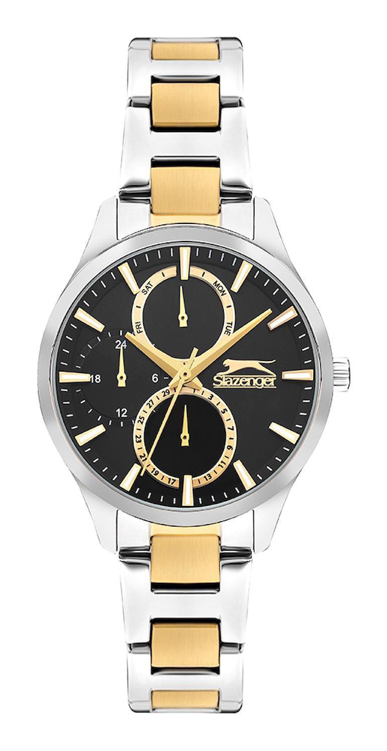 Slazenger SL.09.2284.4.04 Takvimli Altın-Gri Plastik Kordon Analog Kadın Kol Saati