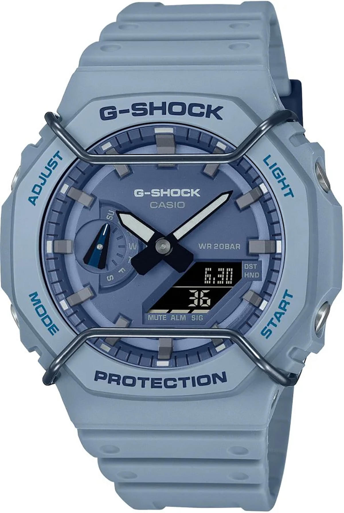 Casio GA-2100PT-2A Takvimli 45 mm Mavi Silikon Kordon Analog Kol Saati