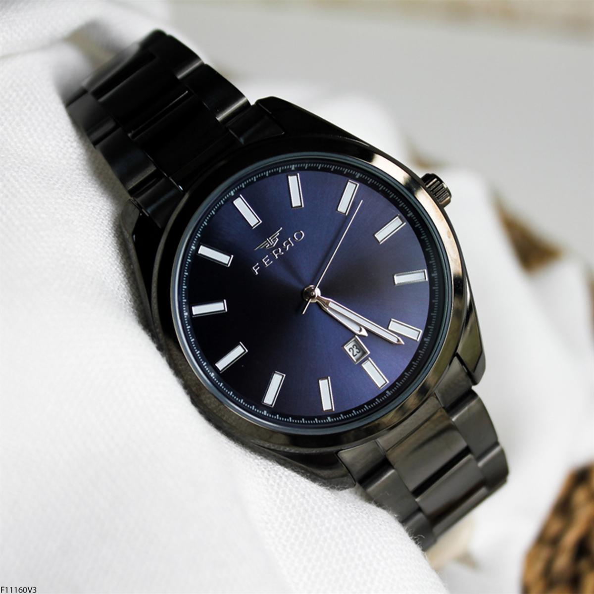 Ferro F11160V3 Takvimli 41 mm Siyah Metal Kordon Analog Erkek Kol Saati