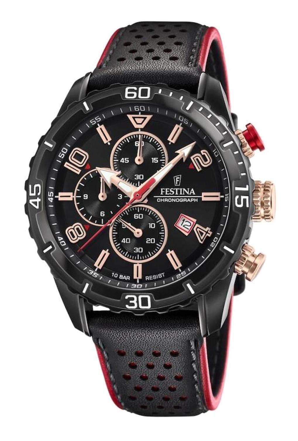 Festina F20519/4 Takvimli 43 mm Siyah Deri Kordon Analog Erkek Kol Saati