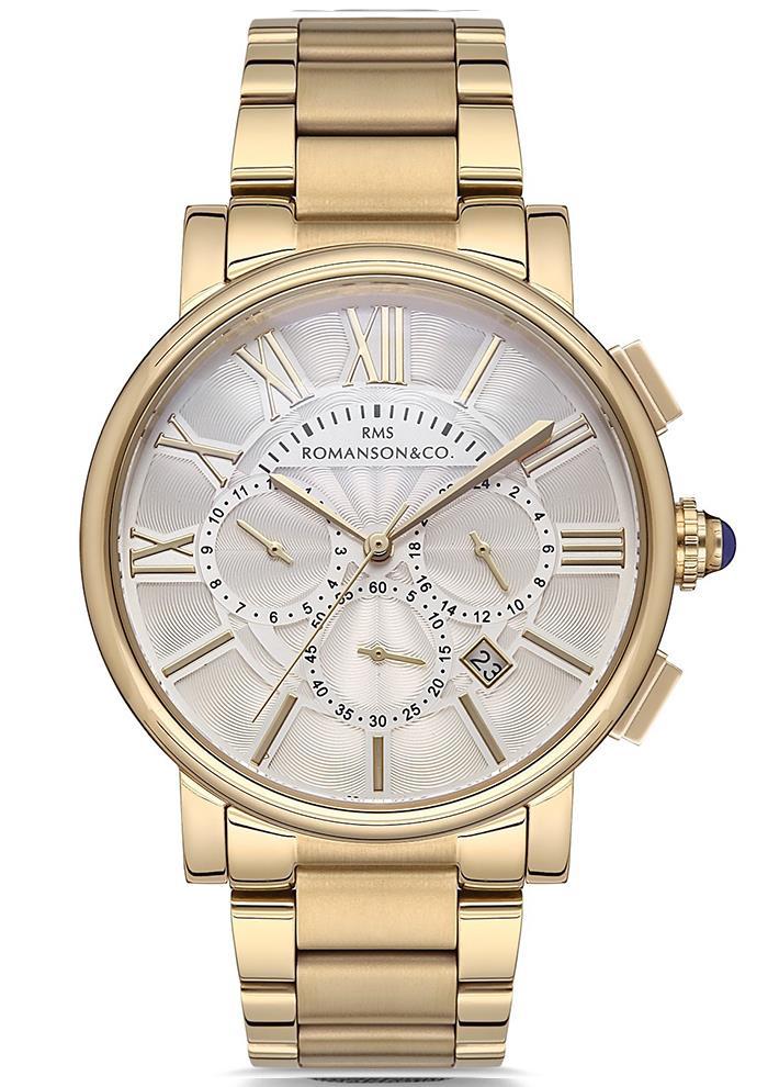 Grand Romanson RMS.1.AF1013.02 Takvimli 41 mm Altın Çelik Kordon Analog Erkek Kol Saati