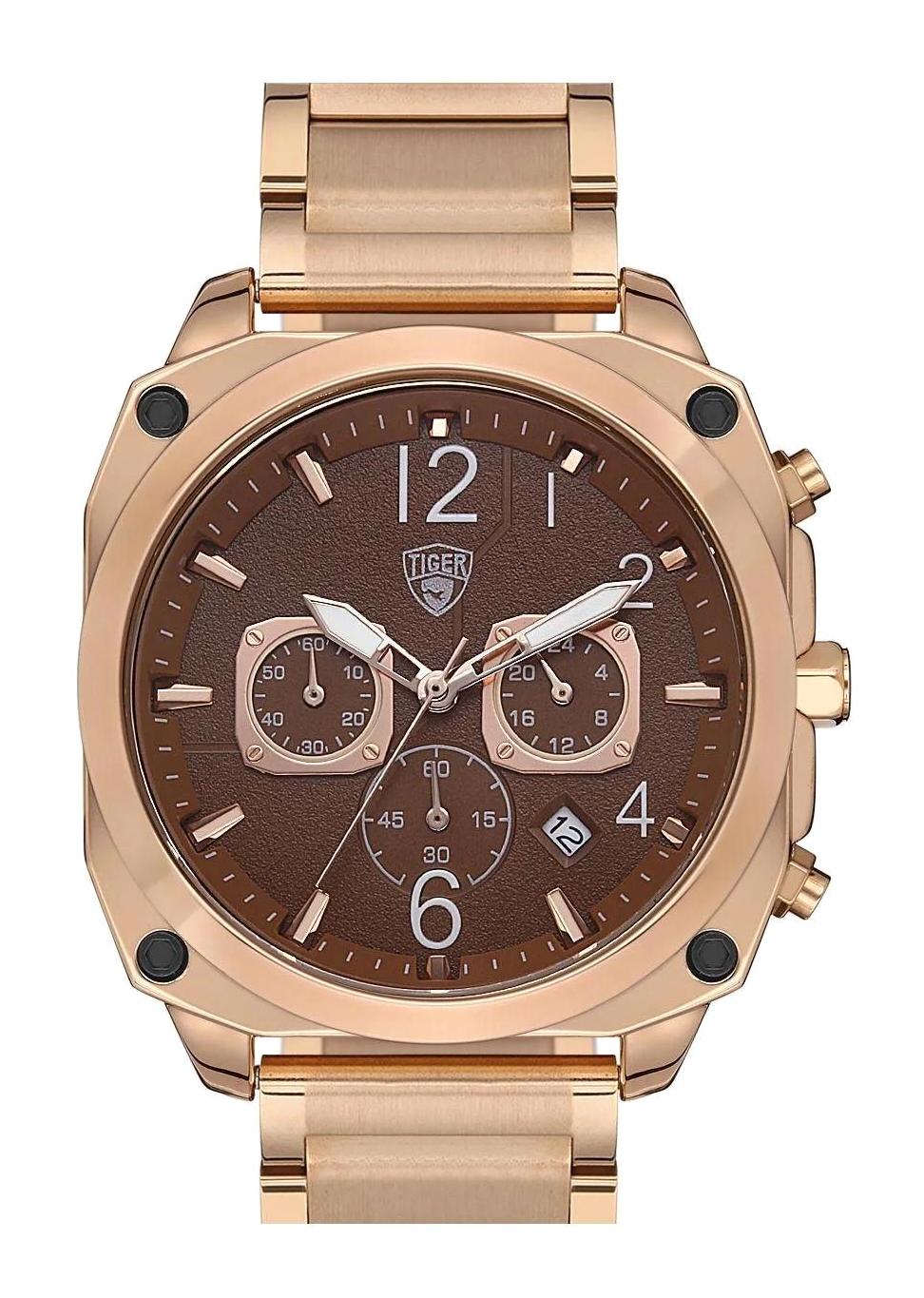 Tiger 603E 44 mm Bakır Çelik Kordon Analog Kol Saati
