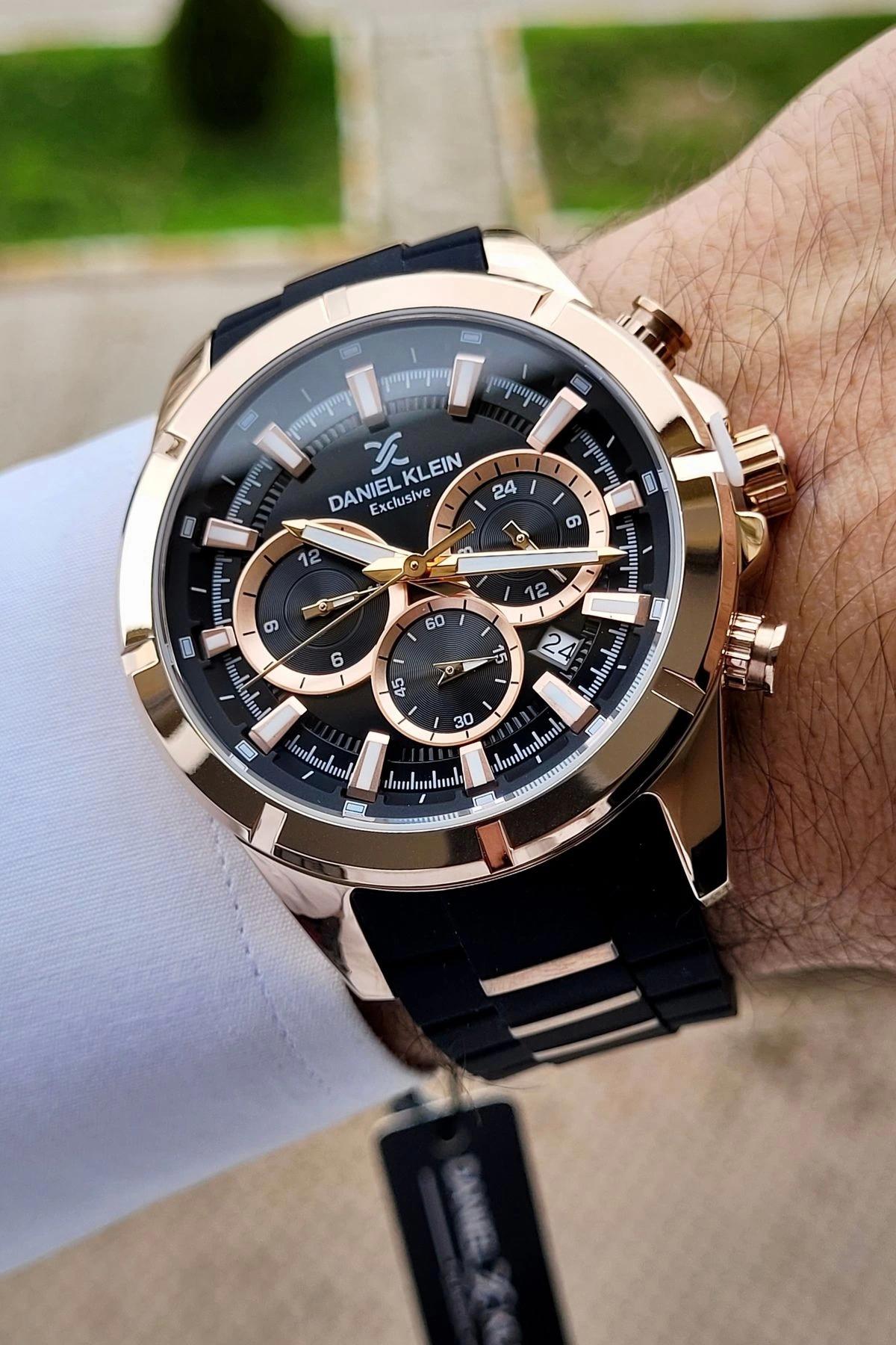 Daniel Klein DKISTE981 Takvimli 42 mm Siyah Silikon Kordon Analog Erkek Kol Saati