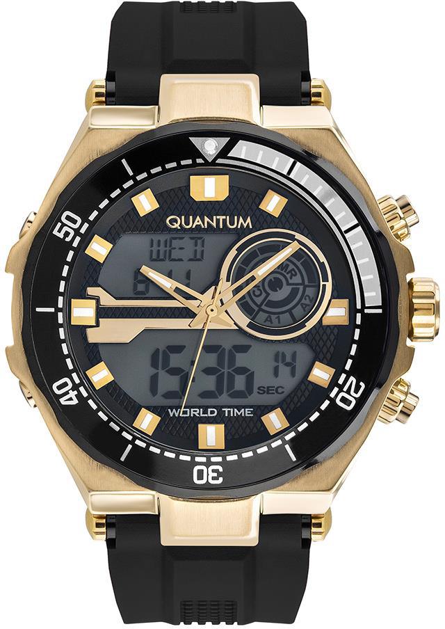 Quantum HNG887.151 Takvimli 44 mm Siyah Silikon Kordon Analog Erkek Kol Saati