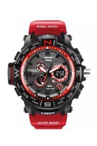 Smael 1531K Takvimli 44 mm Kırmızı Silikon Kordon Analog Kol Saati