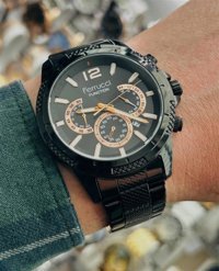 Ferrucci FC.14205TM.04 Takvimli 43 mm Siyah Çelik Kordon Analog Erkek Kol Saati