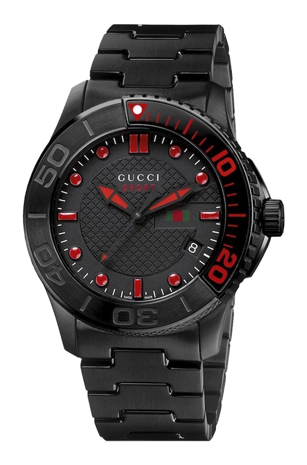 Gucci YA126230 Takvimli 46 mm Siyah Çelik Kordon Analog Erkek Kol Saati
