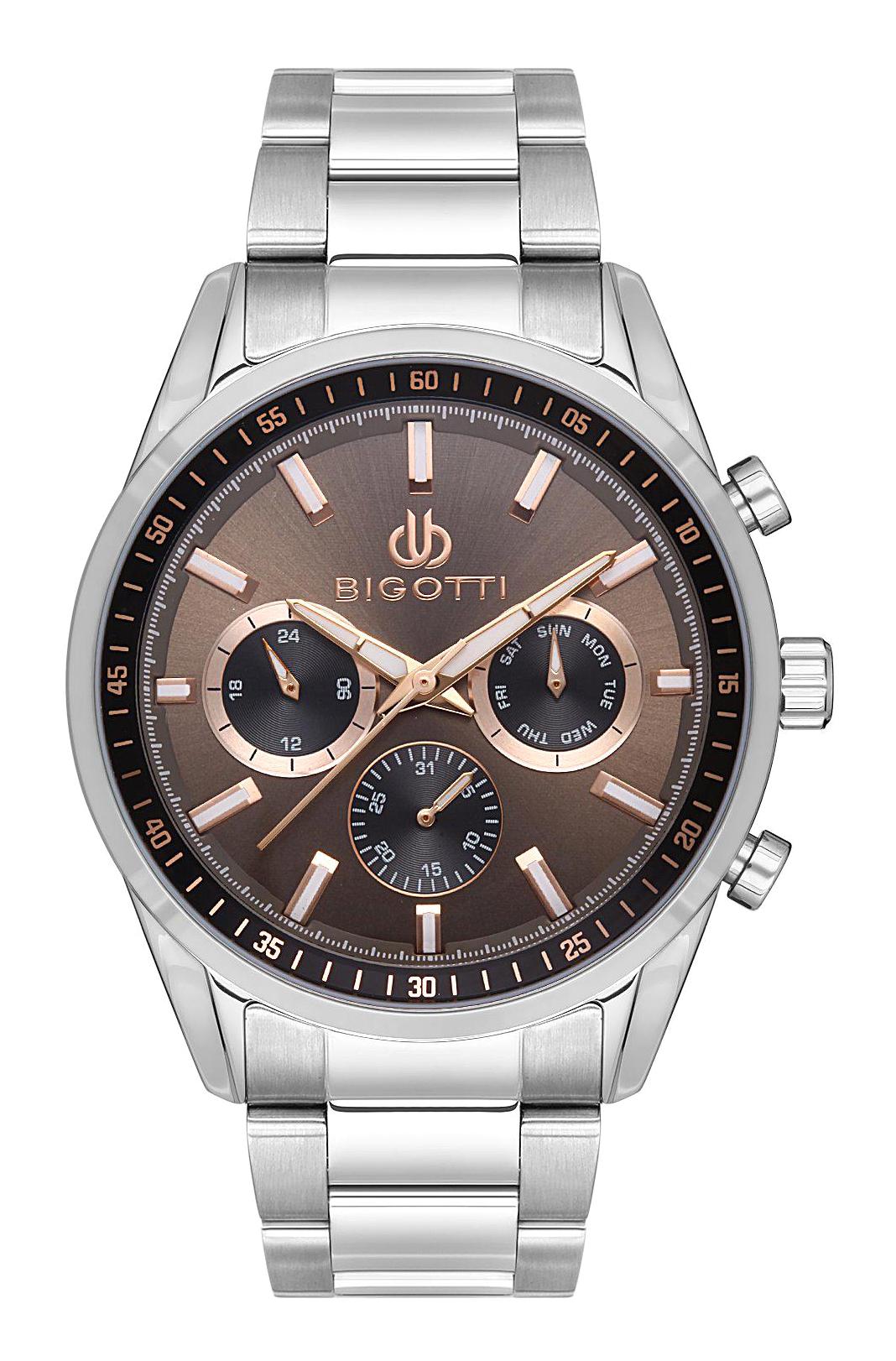 Bigotti BG.1.10472-4 Takvimli 44 mm Çelik Kordon Analog Erkek Kol Saati