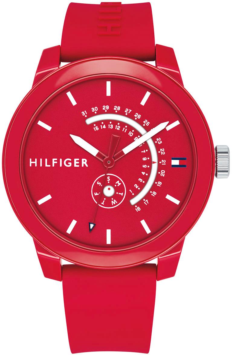 Tommy Hilfiger TH1791480 Takvimli 44 mm Kırmızı Silikon Kordon Analog Kol Saati