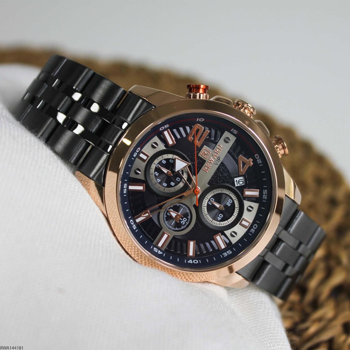 Reward RWA144181 Takvimli 44 mm Siyah Çelik Kordon Analog Erkek Kol Saati