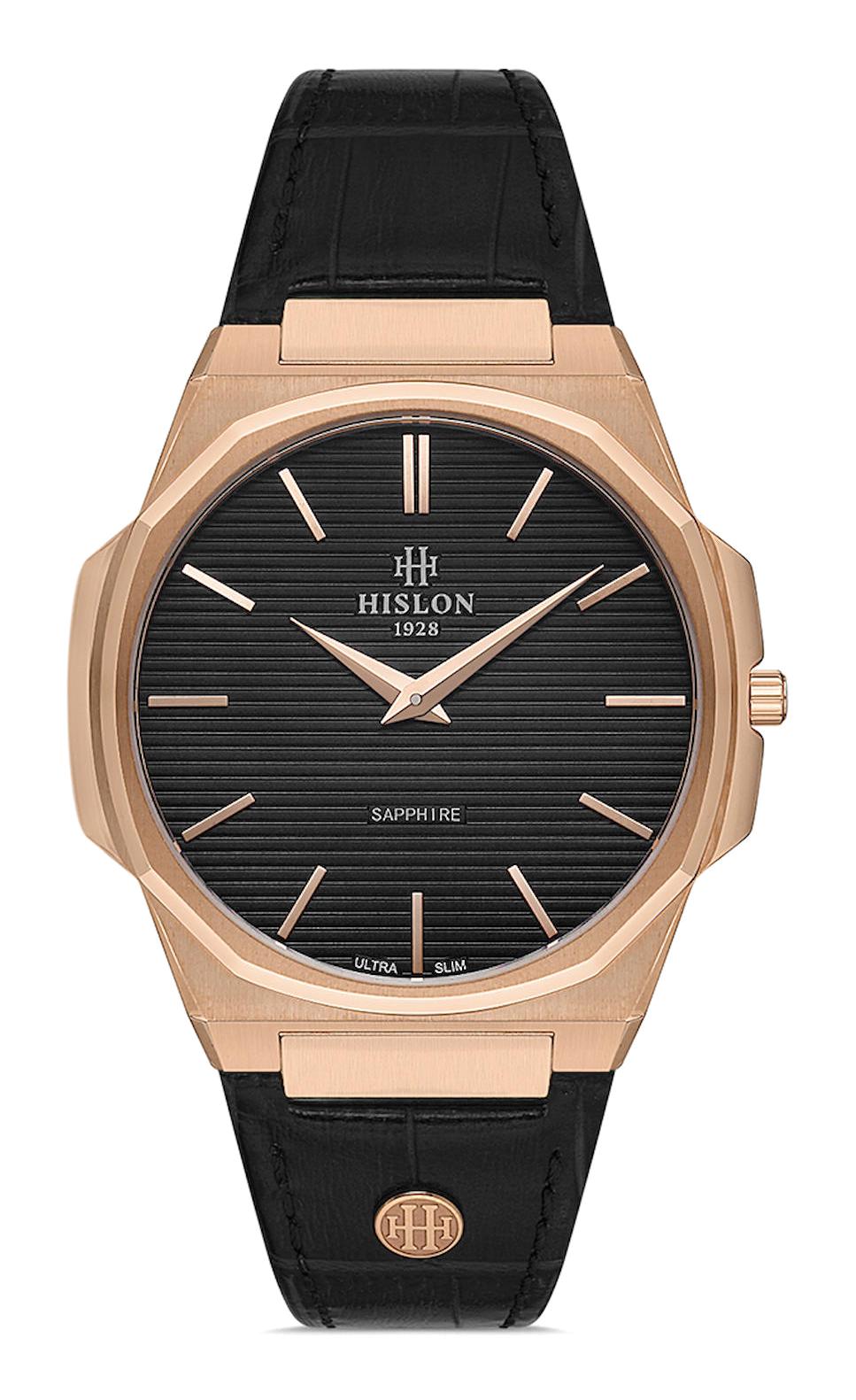 Hislon CL130R-04BR 40 mm Siyah Deri Kordon Analog Erkek Kol Saati