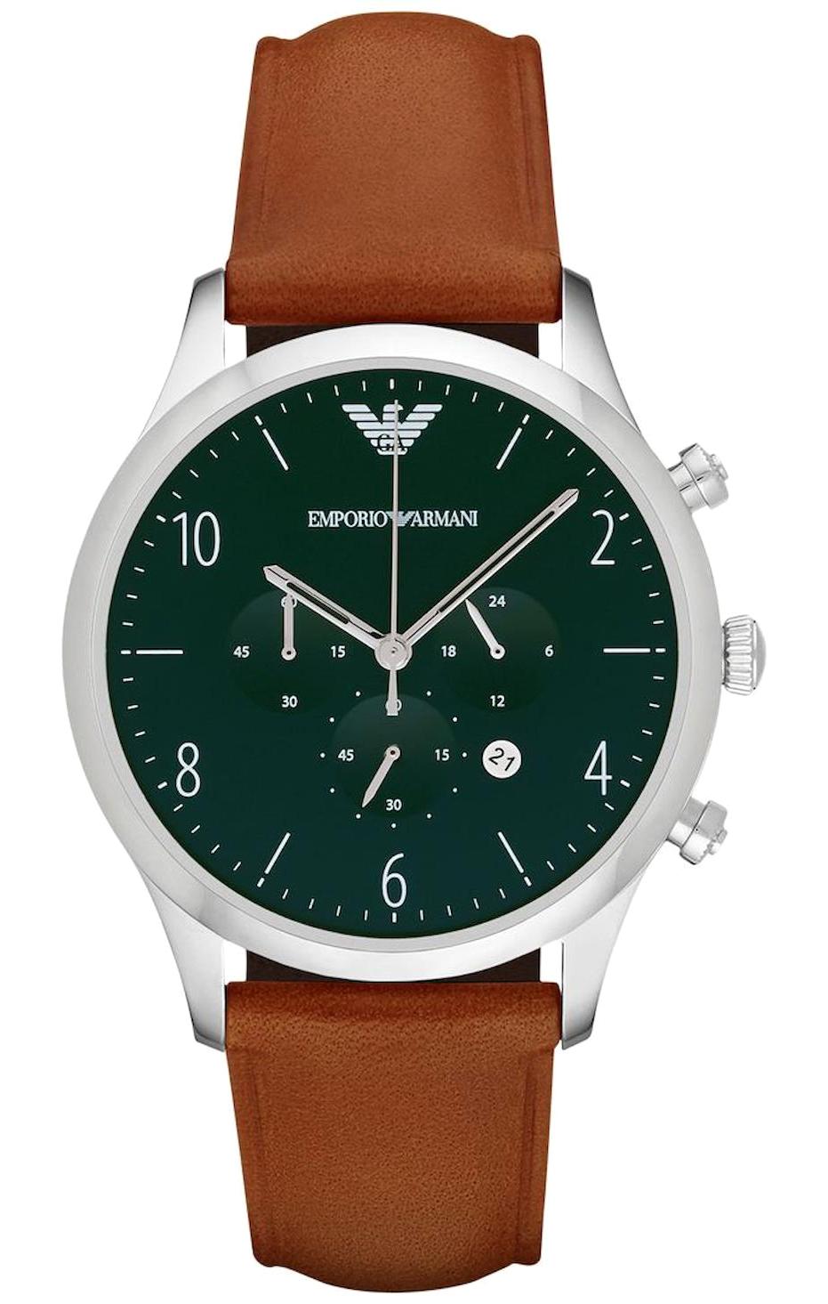 Emporio Armani AR1941 Takvimli 42 mm Kahverengi Deri Kordon Analog Kol Saati
